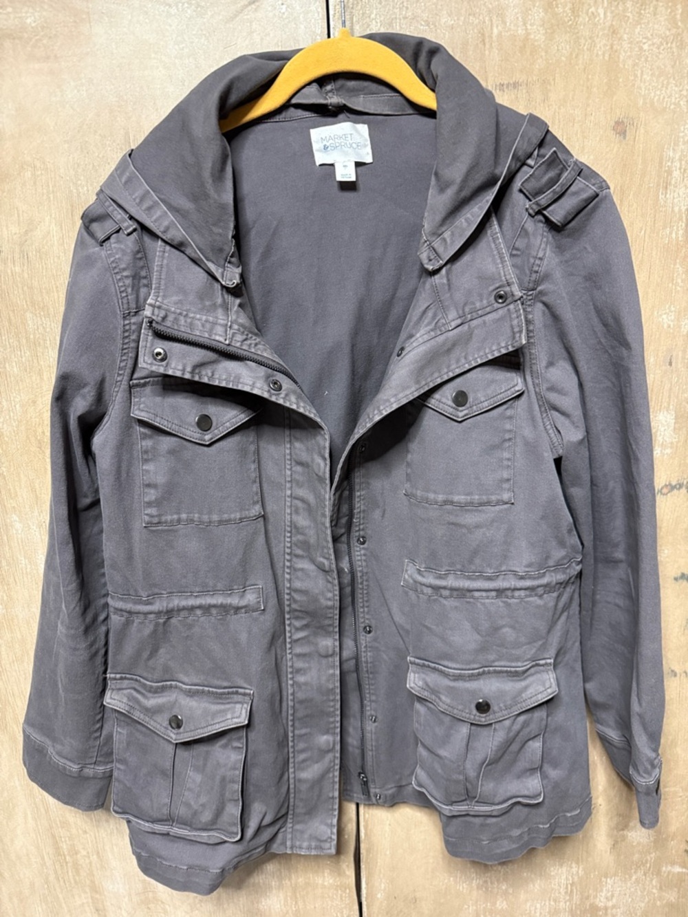 Market & Spruce Women's Charcoal Utility Jacket with Hood